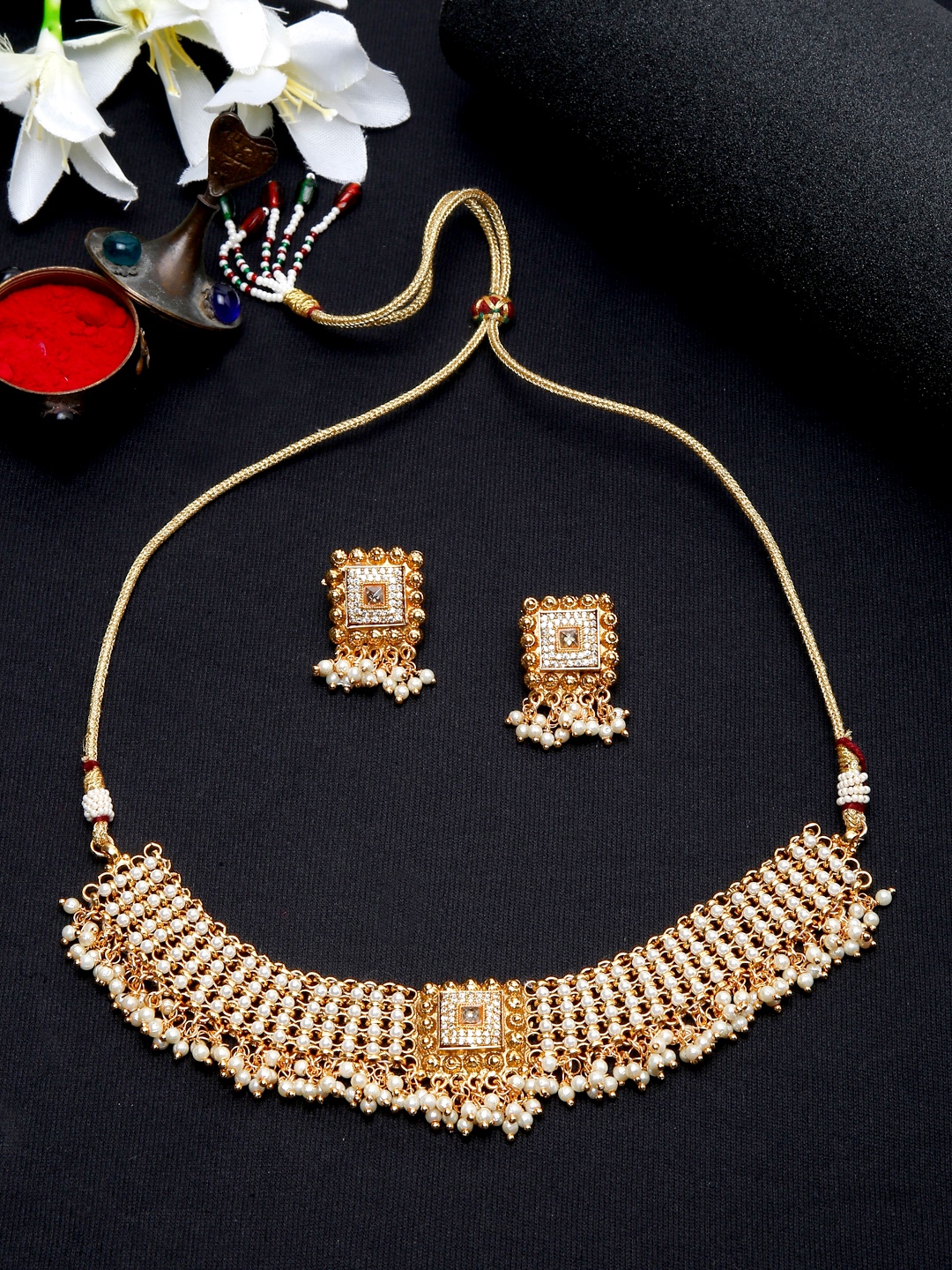 YouBella Jewellery Celebrity Inspired Gold Plated Necklace Jewellery Set for Girls and Women